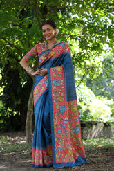 Beautifu Rama Colour Soft Tussar Silk Saree - sareeswholesalers